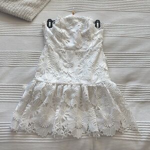MILLY Esther 3D Lace Dress in White